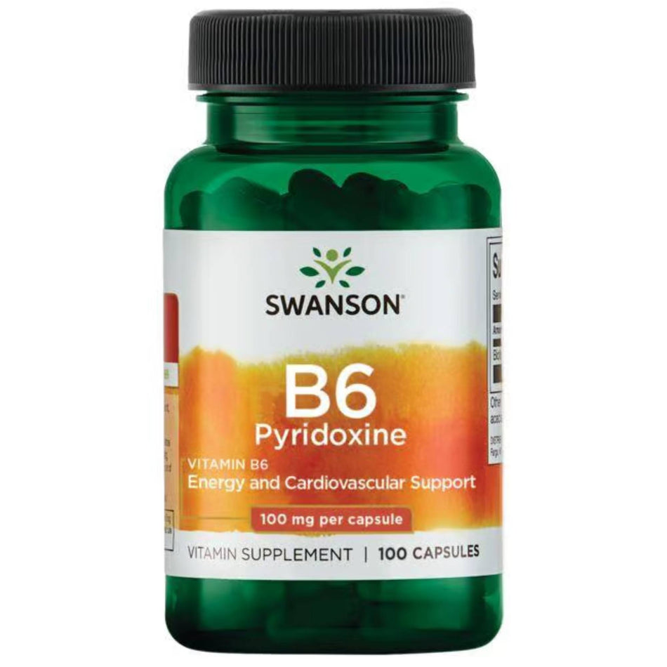 Vitamin B6 - Pyridoxin (100 kapslar, 100 mg)