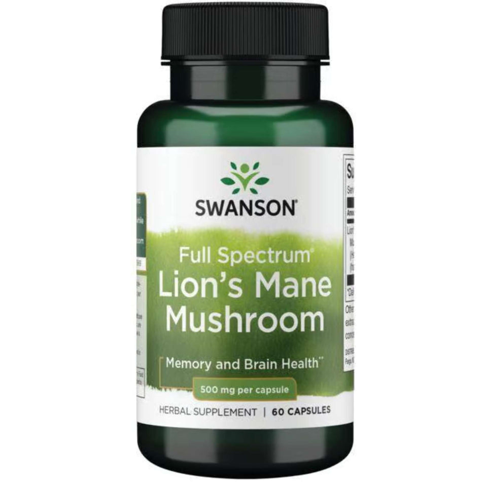 Full Spectrum Lion's Mane Mushroom (60 kpsl, 500mg)